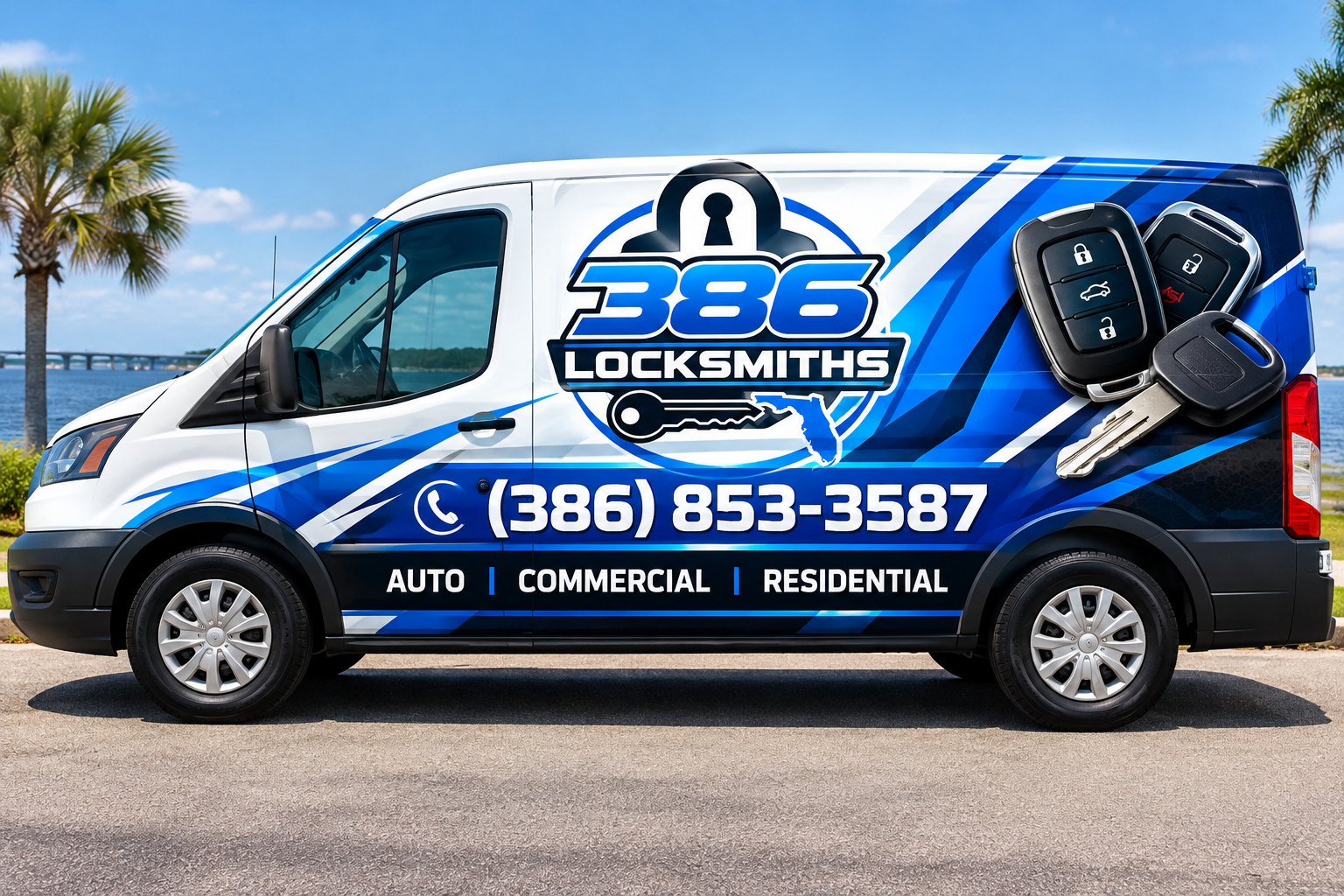 386 Locksmiths van with the phone number (386) 853-3587