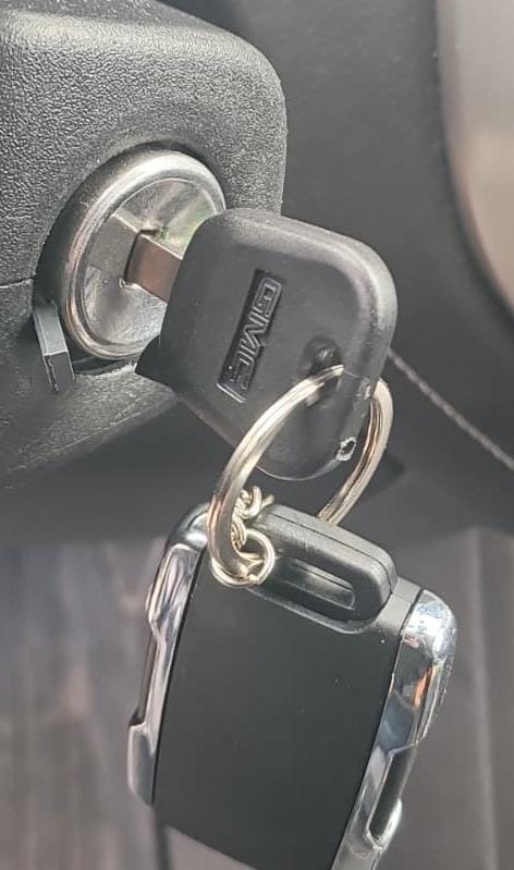 New truck key and remote in the ignition